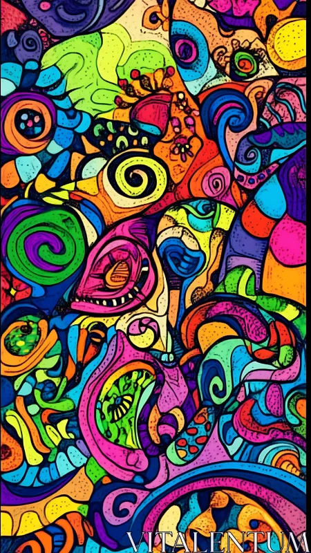 Neon whirlpools of chaos swirl through playful abstract dreams.