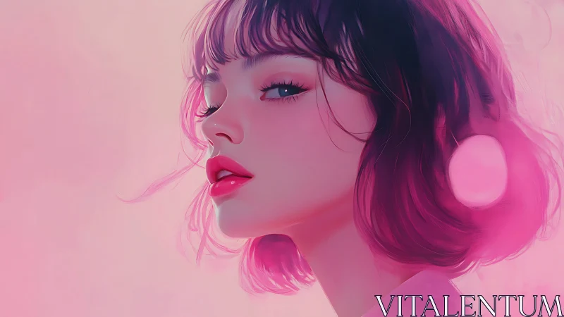 Velvet neon daydream girl bathed in cotton candy glow.