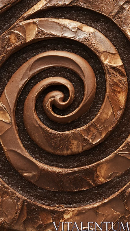 Layered chocolate spiral texture in rich brown tones.