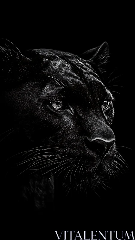 Black Panther Portrait: Intense Gaze Against Dark Background