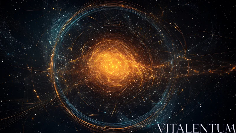 Circular energy field forms a luminous vortex in deep space