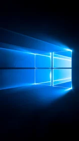 Luminous rectangular grid window motif on dark background.