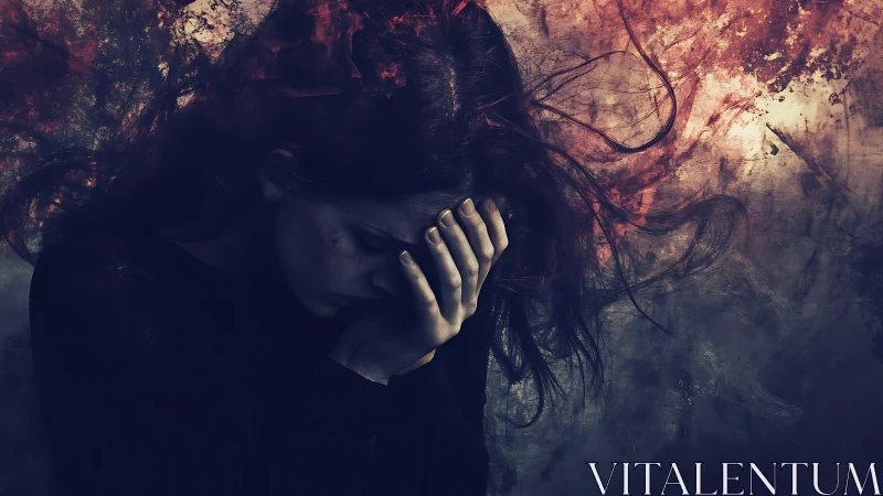 Storm-tangled sorrow wrapped in smoke and fractured light.