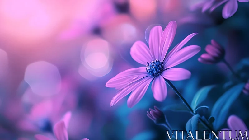 Cosmic Daisy Dances Through Twilight's Velvet Dreamscape