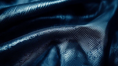 Closeup of dark blue textured synthetic fabric surface.
