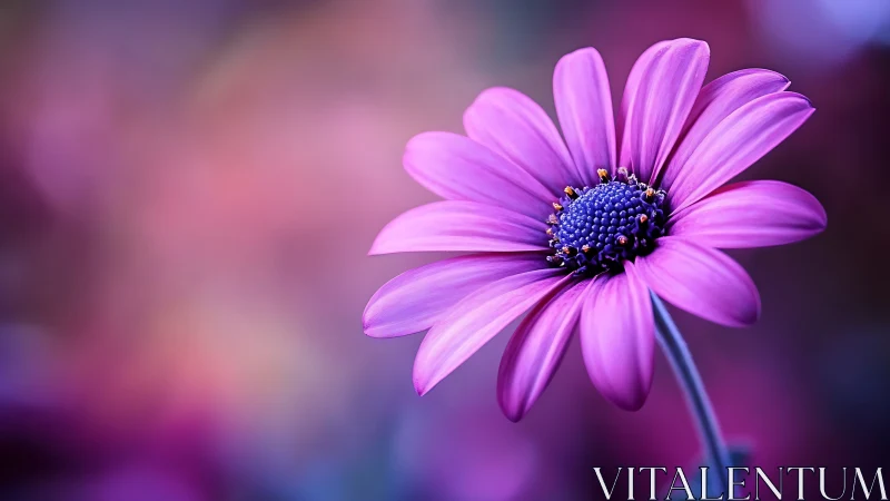 Magenta Osteospermum Daisy with Deep Blue Disc Florets and Bokeh.