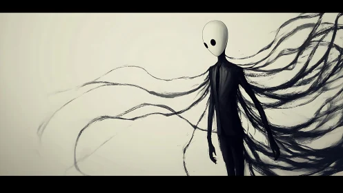 Monochrome humanoid figure with extended shadow tendrils.