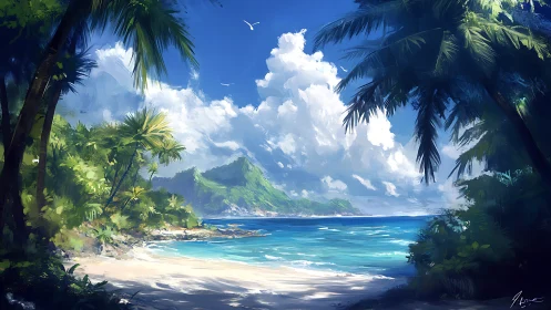 Paradise Through Palm Fronds.