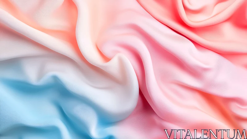 Soft gradient fabric folds in pastel pink and blue tones.