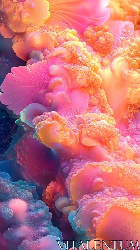 Neon coral dreams erupt in a swirling candy-colored bloom