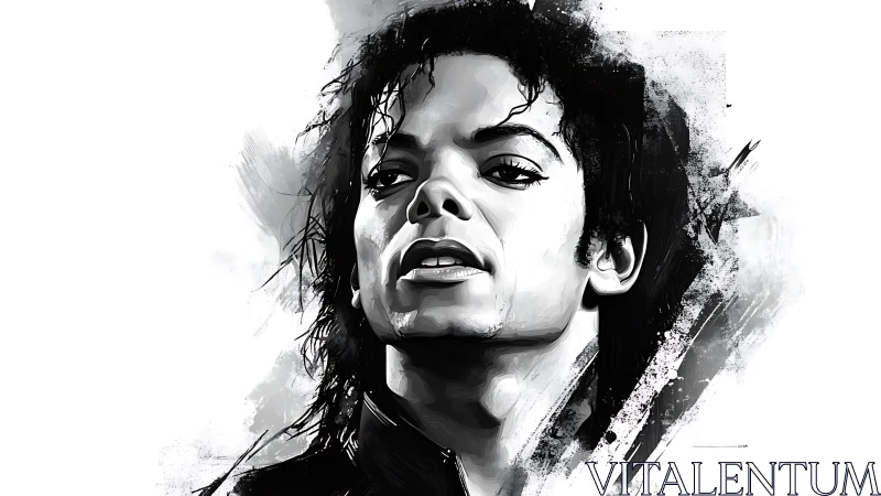 Monochrome digital portrait of a person in expressive pose