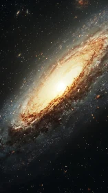 Star-drenched spiral galaxy swirling in molten starlight.