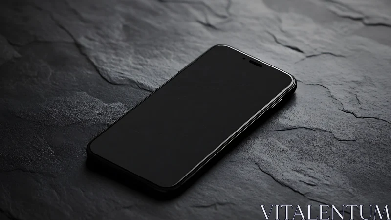 Modern smartphone on textured dark slate surface