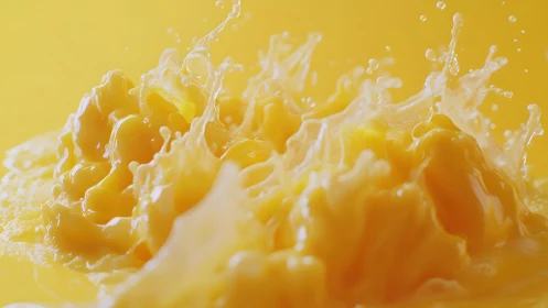 Splashing yellow liquid in vibrant macro photography style.