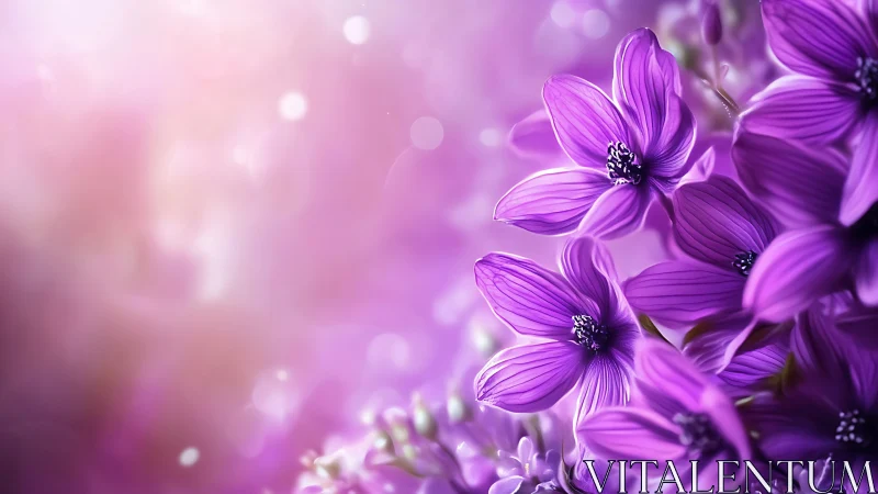 Purple Cosmos Flowers Bloom Against Soft Focus Bokeh