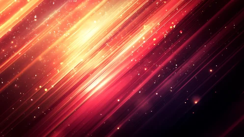 Glowing Abstract Light Streaks with Radiant Red and Gold Tones.