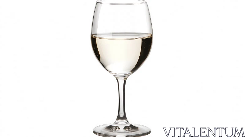 Transparent wine glass with pale white wine on high-key background