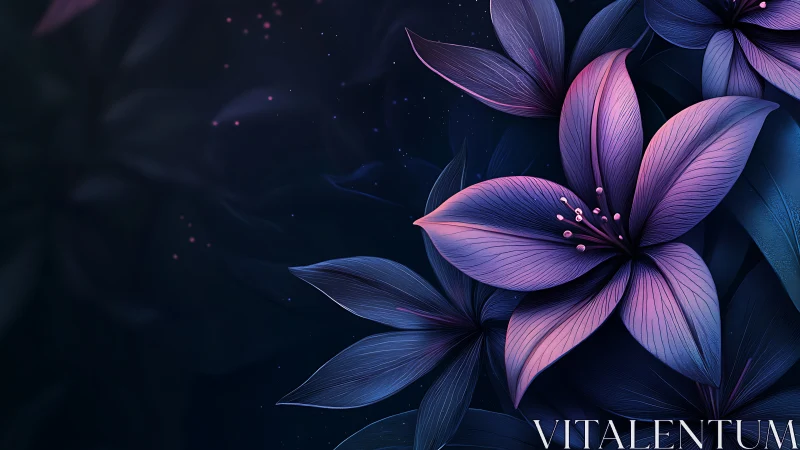 Luminous Petals Dance in Twilight's Ethereal Embrace.