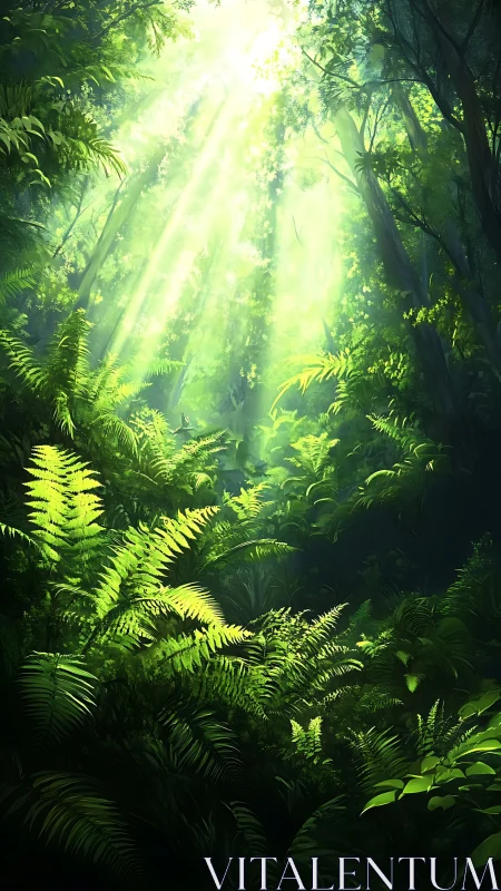 Emerald Cathedral: Sunbeams Pierce the Verdant Canopy