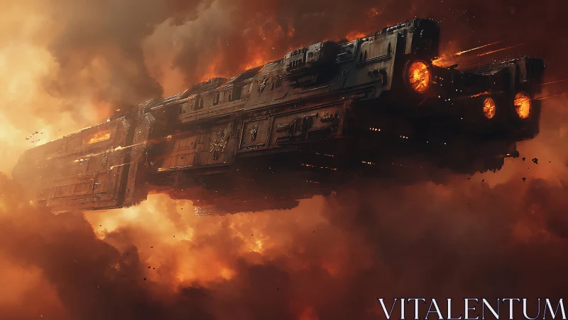 Burning Battleship Engulfed in Inferno.