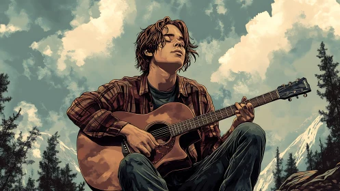 Guitar daydreams under slow drifting mountain clouds.