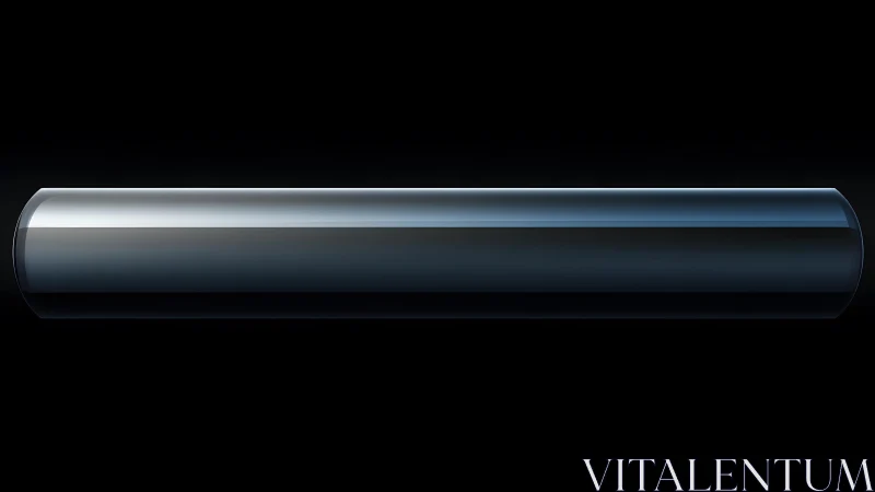 Sleek Metallic Cylinder on Black Background, Minimalist Digital Art.