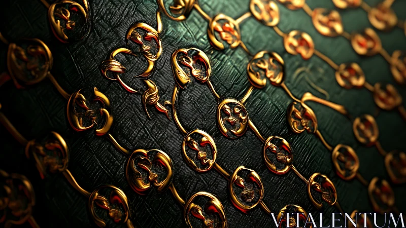 Parametric golden lattice over embossed emerald substrate.