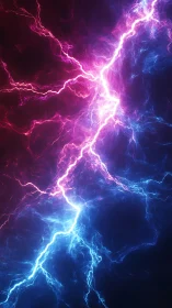 Neon lightning arcs split vivid pink and blue cosmic storm.