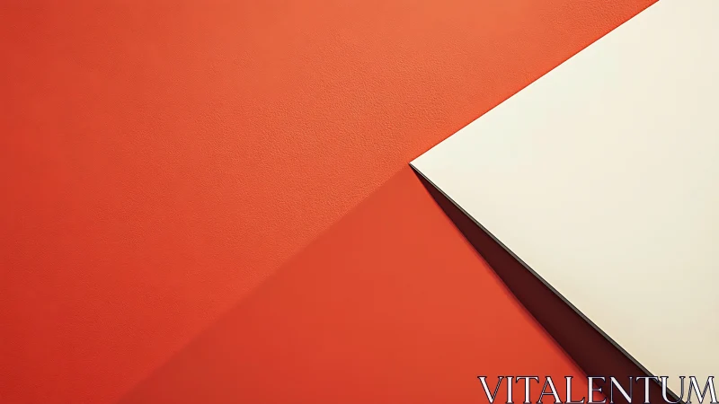 Geometric composition shows red textured plane and pale panel