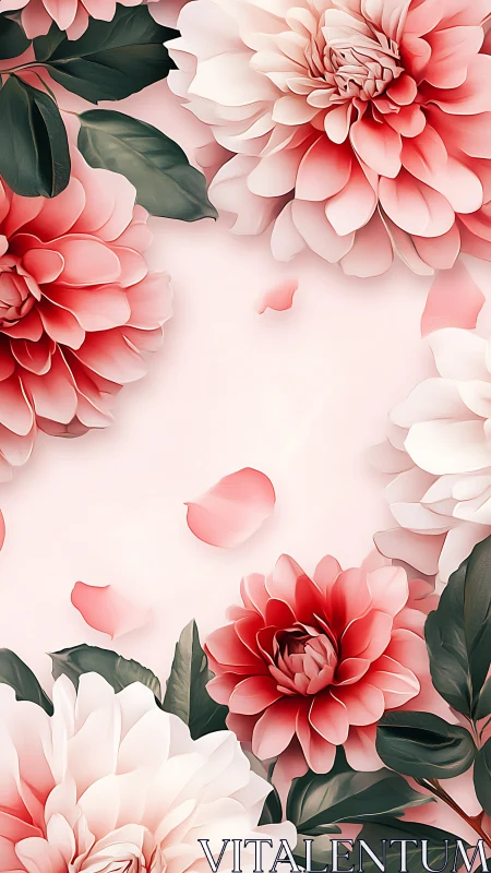 Layered Dahlias in Gradient Bloom: Pink and Ivory Florals.