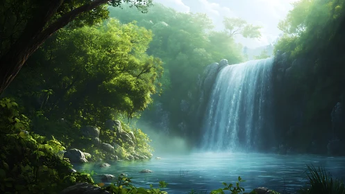 Verdant Cascade: Where Mist Meets Emerald Sanctuary.