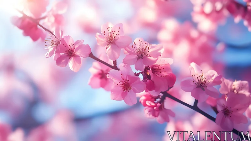 Cherry Blossom Floral Clusters with Selective Focus and Bokeh Background