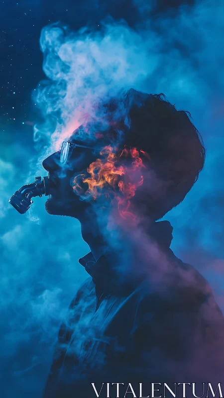 Neon dreamer exhales galaxies of smoke and hidden fire.