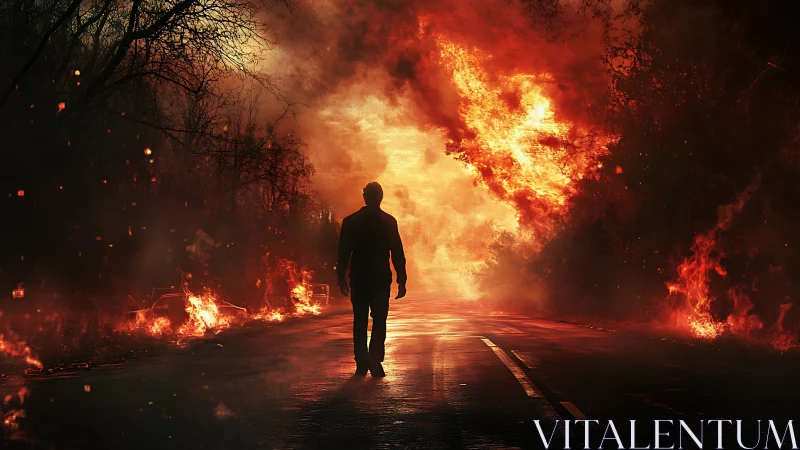 Solitary Figure Walks Through Inferno Road.