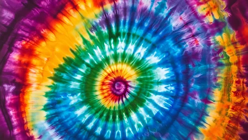 Radial tie-dye spiral shows saturated chromatic diffusion pattern