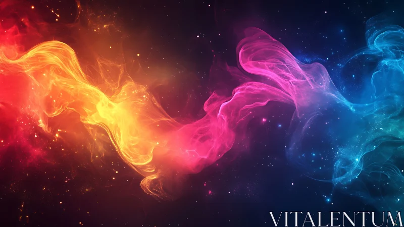 Nebula color currents crossing deep cosmic night.