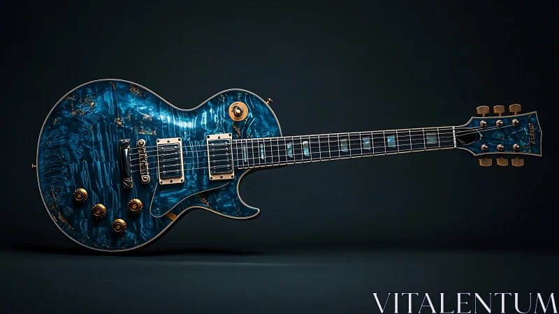 Midnight blue electric guitar with molten gold accents sings.