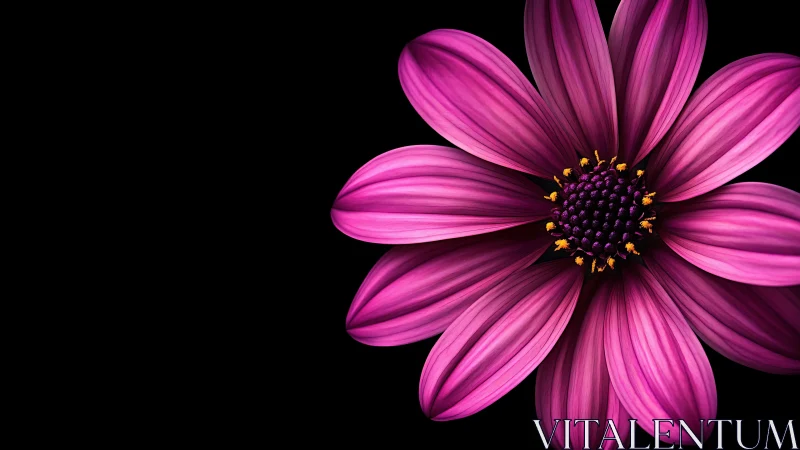 Vivid Magenta Cosmos Bloom Against Stark Black Void