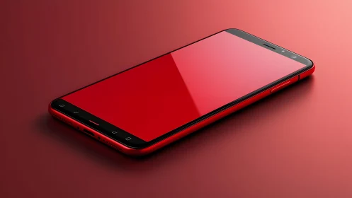 Sleek red smartphone on gradient background, modern minimal style.