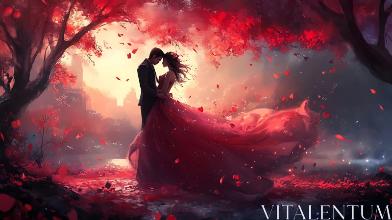 Crimson Kiss Beneath Burning Maples.