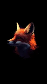 Midnight fox portrait glowing in quiet, painterly light.