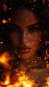 Fire Essence Portrait. Luminous Spark Effect.