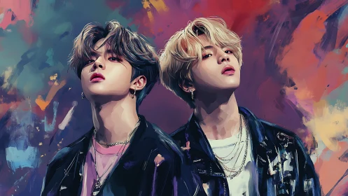 Vibrant double portrait glowing with youthful urban energy.