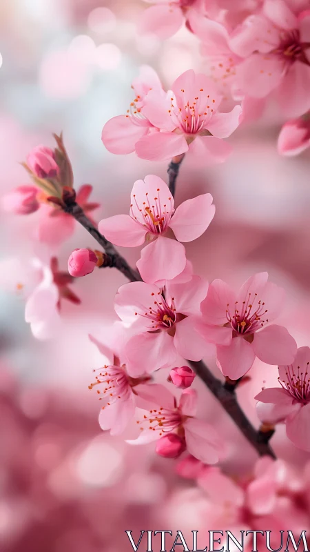 Pink Cherry Blossoms in Spring Bloom