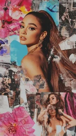 Portrait collage of woman with floral and urban layers.