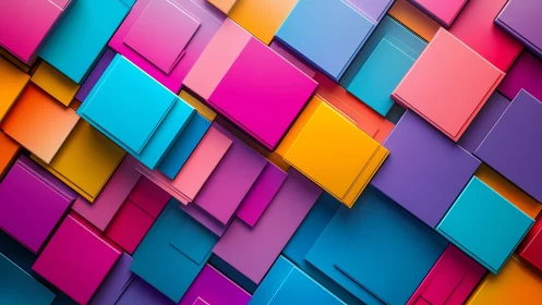 Layered neon squares form a bold geometric abstract pattern.