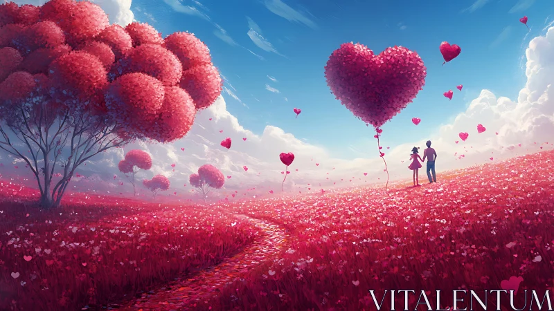 Two Hearts Dance Through Heart-Shaped Paradise