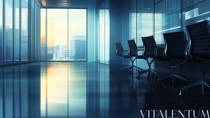Modern Office Conference Room with Cityscape Views