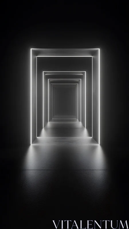 Glowing geometric corridor invites you into a calm, endless path