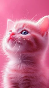 Fluffy Pink Kitten with Dreamy Blue Eyes.